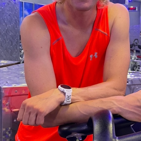 UNDER ARMOUR MEN NEON ORANGE REFLECTIVE SILVER HEATGEAR TANK TOP VEST SHIRT JOCK - Picture 14 of 15